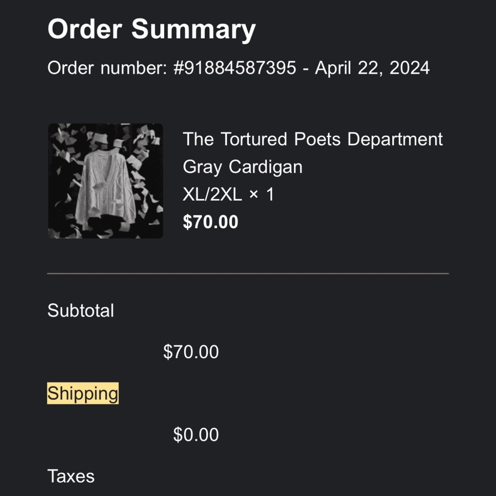 The Tortured Poets Department Gray Cardigan